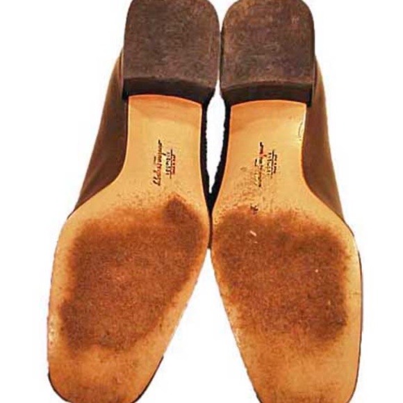 PUMPS, BROWN CALF PATENT & PEBBLE FINISH, Sz 8B, HEEL 1 3/8 inch, FERRAGAMO, - Picture 9 of 9